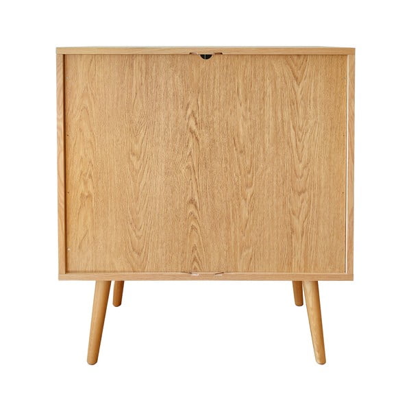 Vysoká komoda v dekore duba s posuvnými dverami v prírodnej farbe 83x95 cm Rove – Woodman-image-3
