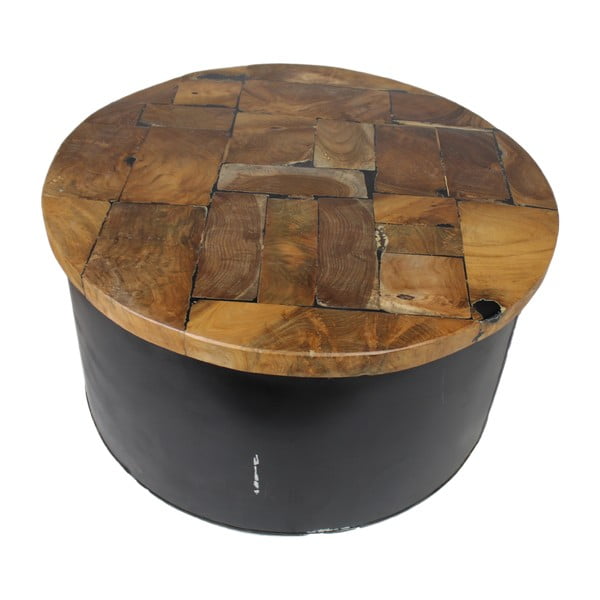 Odkladací stolík z teakového dreva HSM Collection Drum, ⌀ 75 cm
