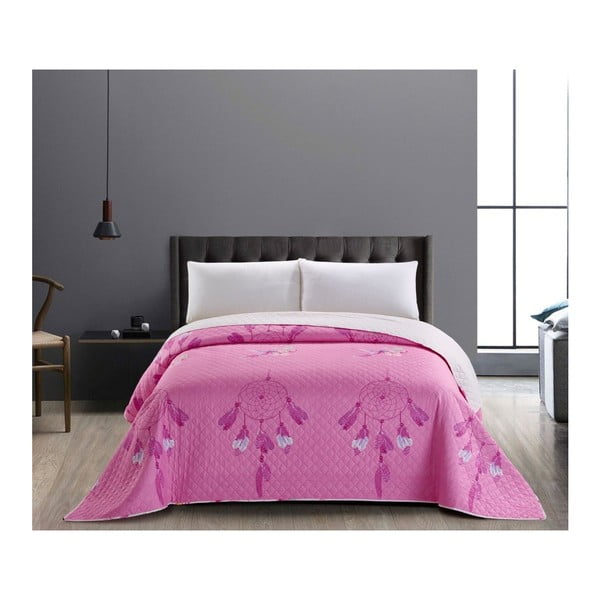 Ružovo-biely obojstranný pléd z mikrovlákna DecoKing Sweet Dreams, 260 × 280 cm