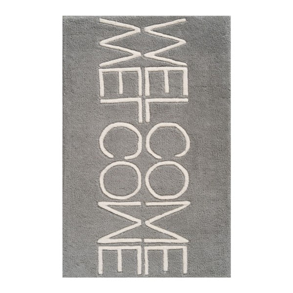 Sivý vlnený koberec Linie Design Welcome, 50 x 80 cm