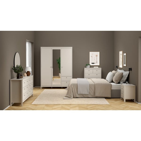 Sivobéžová šatníková skriňa so zrkadlom 150x199x58 cm Madrid – Tvilum-image-4