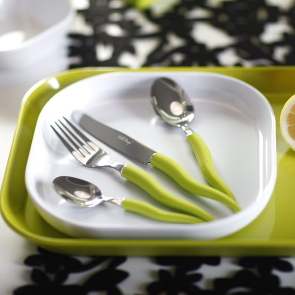 Sada 24 bielych príborov so stojanom Vialli Design Ama-image-1