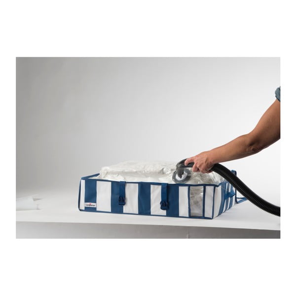 Modro-biely úložný box s vákuovým obalom Compactor Excellence, objem 145 l