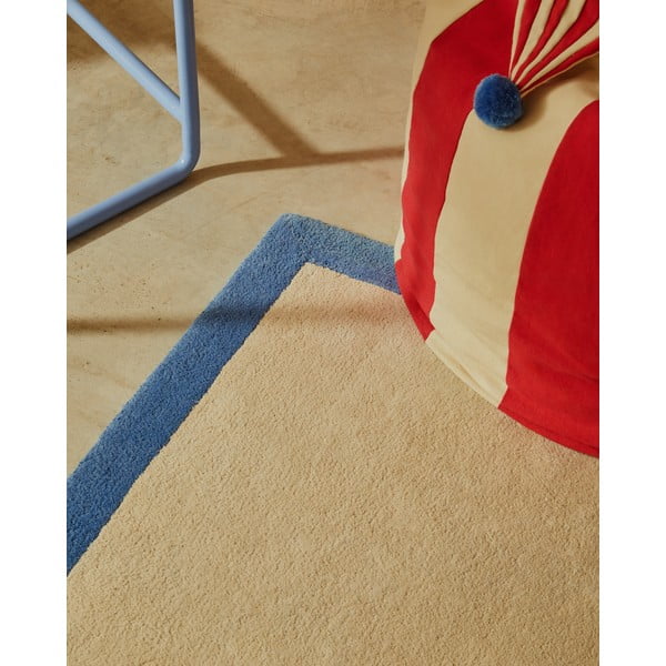 Modro-béžový bavlnený koberec 90x150 cm Nalim – Kave Home-image-2