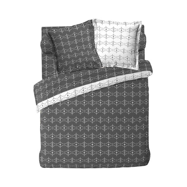 Biela/tmavosivá bavlnená obliečka na perinu na dvojlôžko/predĺžená 240x220 cm Aristide – douceur d'intérieur