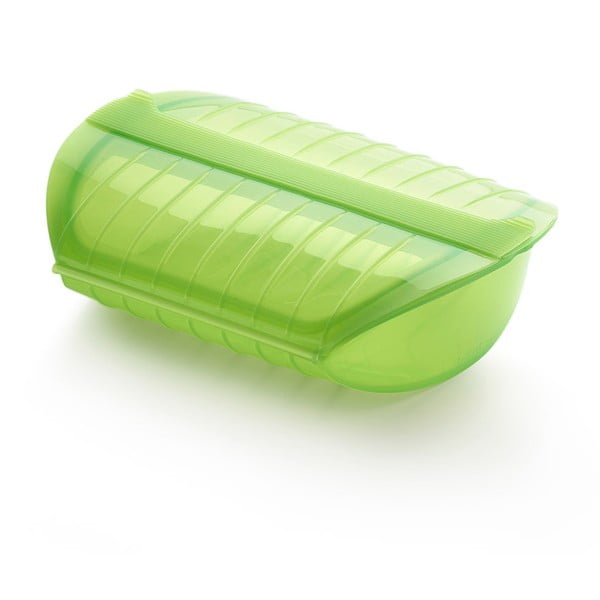 Zelená silikónová nádoba s podnosom na pečenie v páre pre 3- 4 porcie Lékué Steam Case