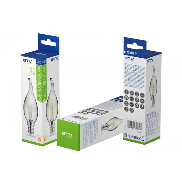 Teplá biela filamentová žiarovka E14, 4 W – GTV-image-1
