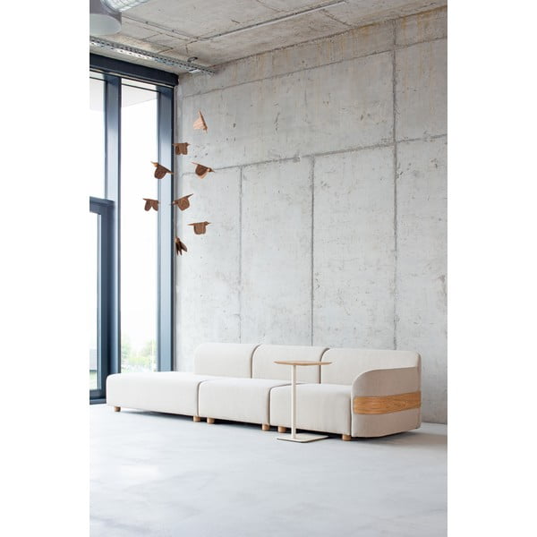 Svetlosivý modul pohovky (stredový diel) zo zmesi vlny a ľanu Hugg - Gazzda-image-1