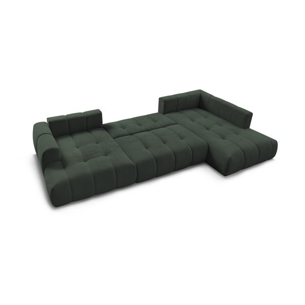 Zelená rozkladacia/s úložným priestorom rohová pohovka (pravý roh/do tvaru "U") Fuji – Bobochic Paris-image-4