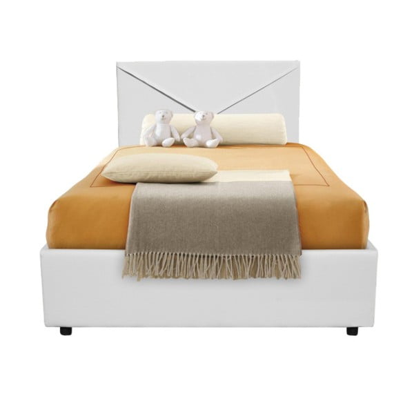 Biela jednolôžková posteľ s úložným priestorom 13Casa Mina, 95 x 205 cm