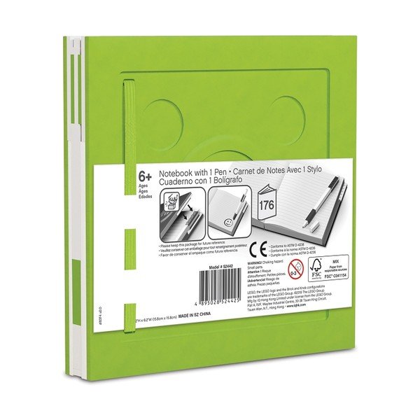 Svetlozelený štvorcový zápisník s gélovým perom LEGO®, 15,9 x 15,9 cm-image-2