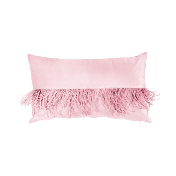 Ružový vankúš s pierkami Miss Étoile Feathers, 50 × 30 cm