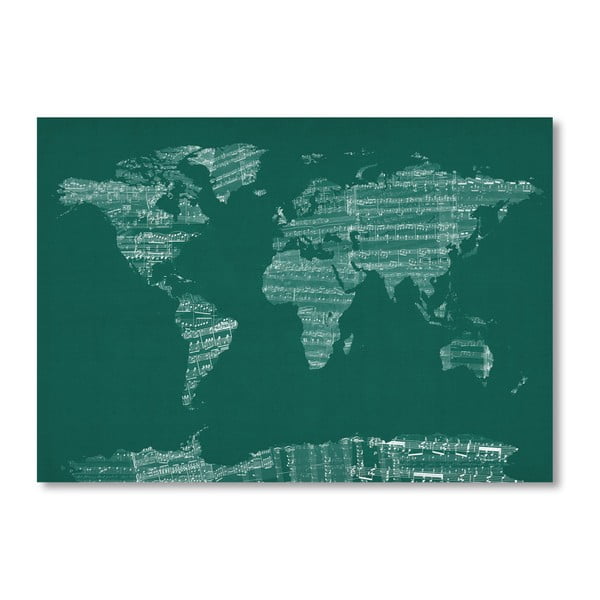 Zelený plagát s mapou sveta Americanflat Earth, 60  ×   42 cm