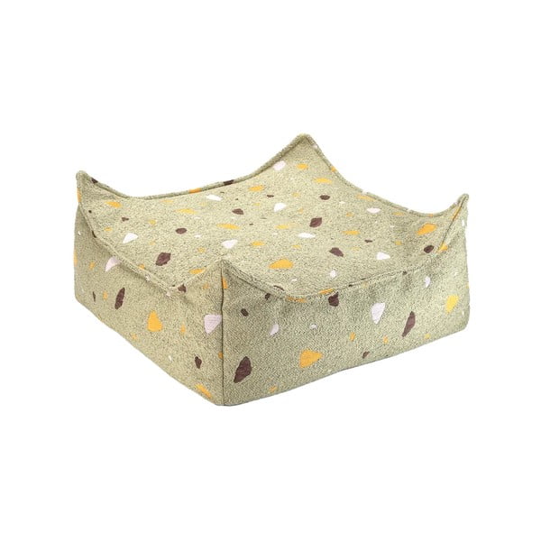 Zelený detský sedací vak z textílie buklé/ženilkový Terrazzo Square – Wigiwama