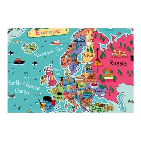 Obraz Homemania Maps Europe Pictures, 70 × 100 cm