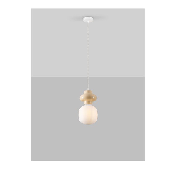 Biele/krémovobiele keramické závesné svietidlo so skleneným tienidlom ø 18 cm Clio – Nova Luce-image-4