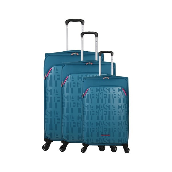 Sada 3 modrých kufrov na 4 kolieskach Lulucastagnette Bellatrice