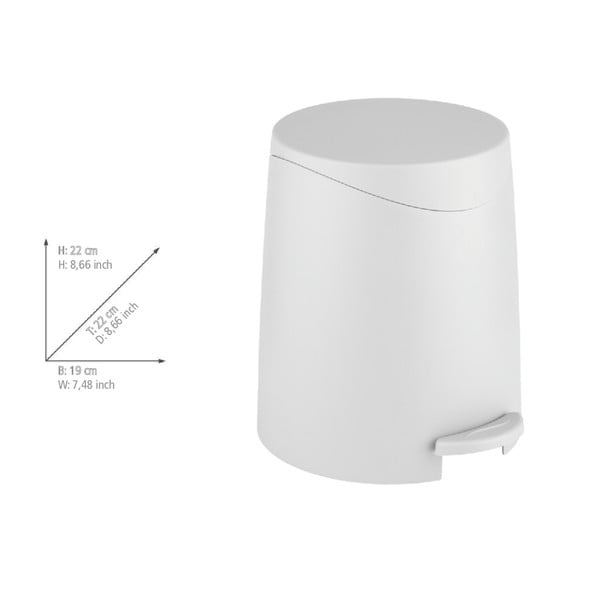 Biely pedálový plastový odpadkový kôš 3 l Portes – Allstar-image-3