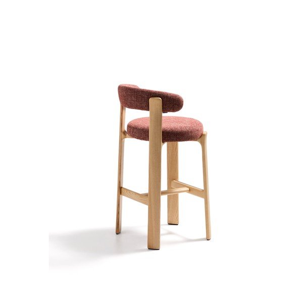 Barová stolička z jaseňového dreva v terakotovej farbe/v svetlo prírodnej farbe (výška sedadla 75 cm) Granite – Kave Home-image-4