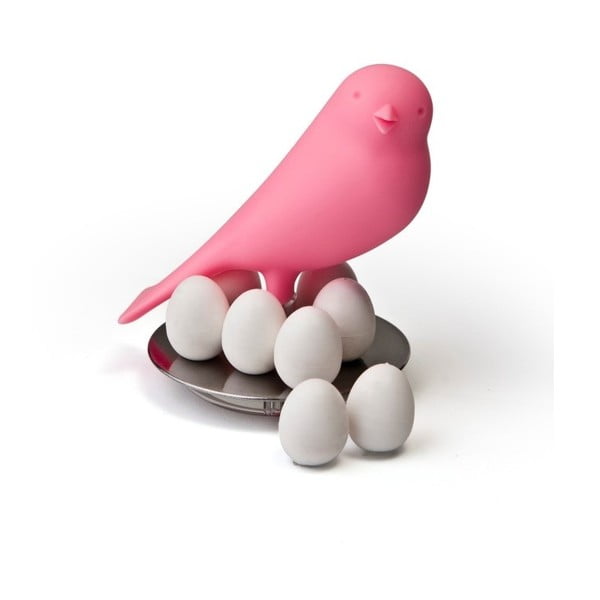 Ružový stojan s magnetmi Qualy Magnetic Egg Sparrow