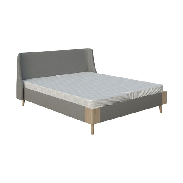 Sivá dvojlôžková posteľ PreSpánok Lagom Side Soft, 180 x 200 cm