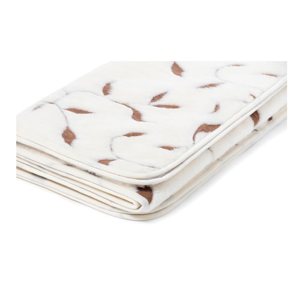 Biela vlnená deka Royal Dream Merino Wool Quilt Leaf, 160 × 200 cm