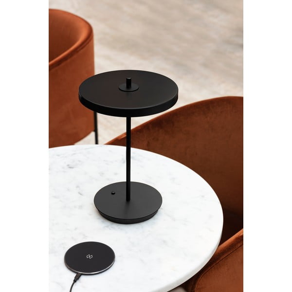 Čierna kovová LED stolová lampa s kovovým tienidlom (výška 31 cm) Asteria Move – UMAGE-image-1