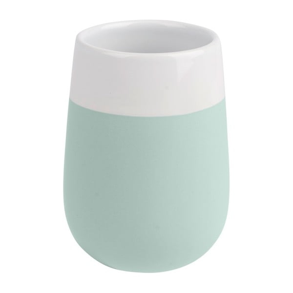 Zeleno-biely keramický pohárik na zubné kefky Wenko Matta-image-1