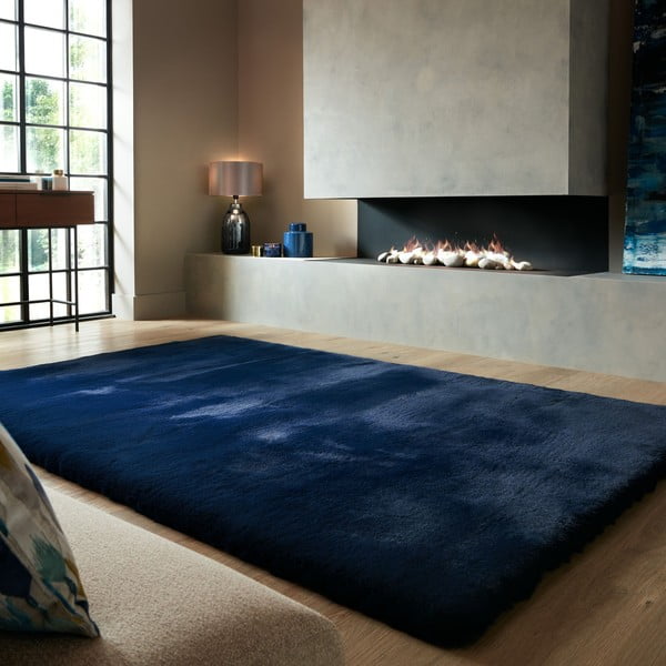 Tmavomodrá syntetická kožušina 200x290 cm Ivy Luxury Fur – Flair Rugs-image-1
