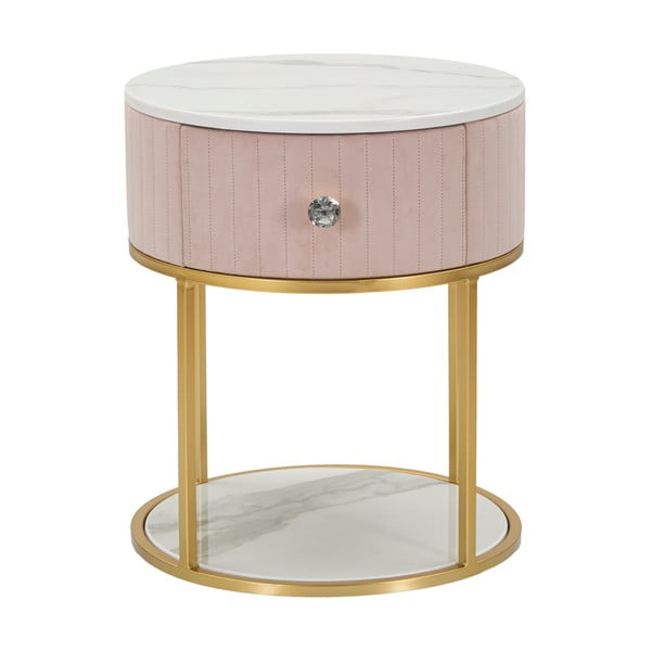 Svetloružový/v zlatej farbe nočný stolík Montpellier – Mauro Ferretti