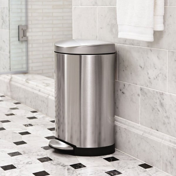 Nášľapný oceľový odpadkový kôš v striebornej farbe 10 l – simplehuman-image-1