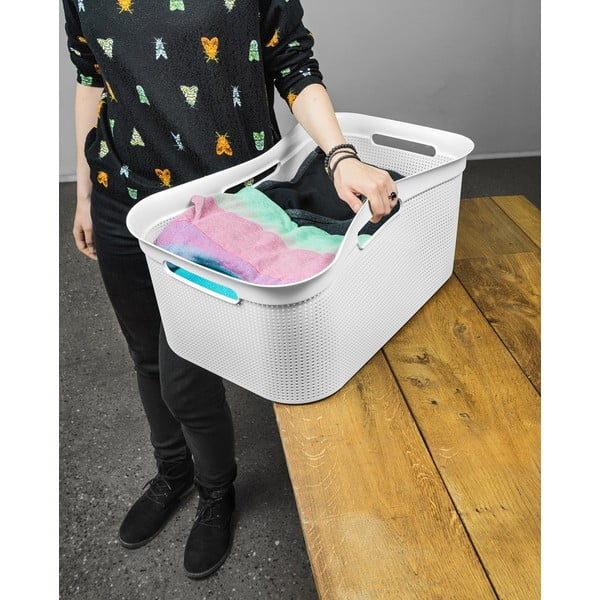 Biely plastový kôš na bielizeň 41 l Brisen - Rotho-image-3