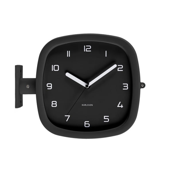 Čierne nástenné hodiny Karlsson Slides, 29 x 24,5 cm