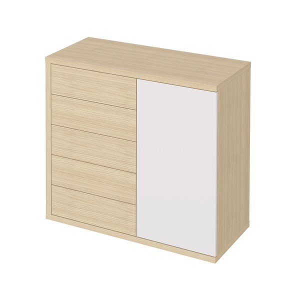 Biela nízka šatníková skriňa v dekore duba 113x113 cm Hugo - TemaHome - TemaHome-image-2