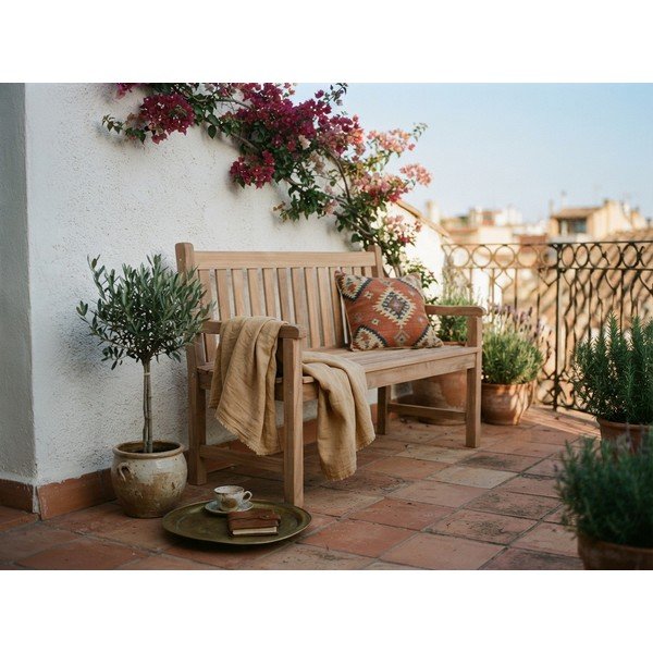 Drevená záhradná lavica v prírodnej farbe Solo – Garden Pleasure-image-1