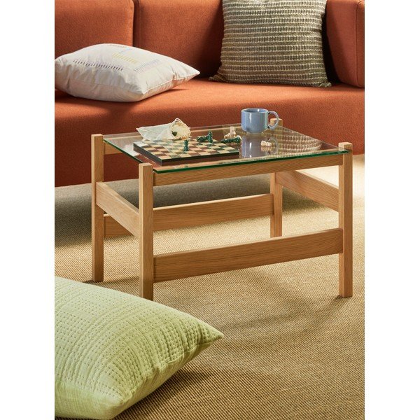 Konferenčný stolík so sklenenou doskou v prírodnej farbe 52x66 cm Ledge – Hübsch-image-1
