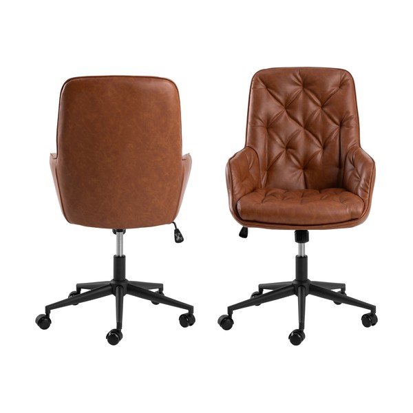 Koňakovohnedá kancelárska stolička z imitácie kože Erik – Actona-image-3