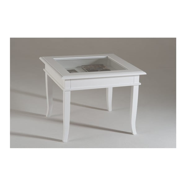 Menší biely drevený konferenčný stolík s presklenou doskou Castagnetti Isabeau