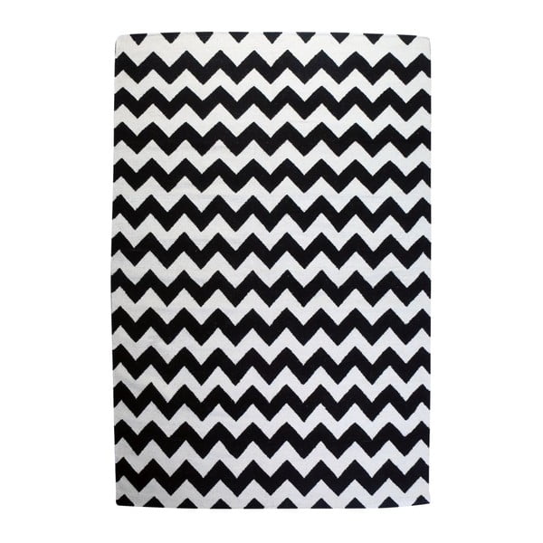 Vlnený koberec Geometry Zic Zac Black & White, 200x300 cm
