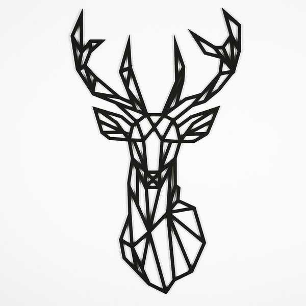 Čierna nástenná dekorácia Deer, 39 × 65 cm