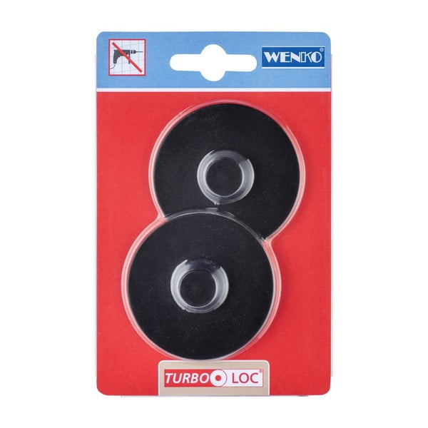 Sada 2 čiernych samodržiacich nástenný držiakov Wenko Turbo-Loc Classic Plus