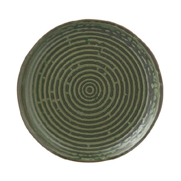 Zelený porcelánový tanier J-Line Circles, ⌀ 25,3 cm