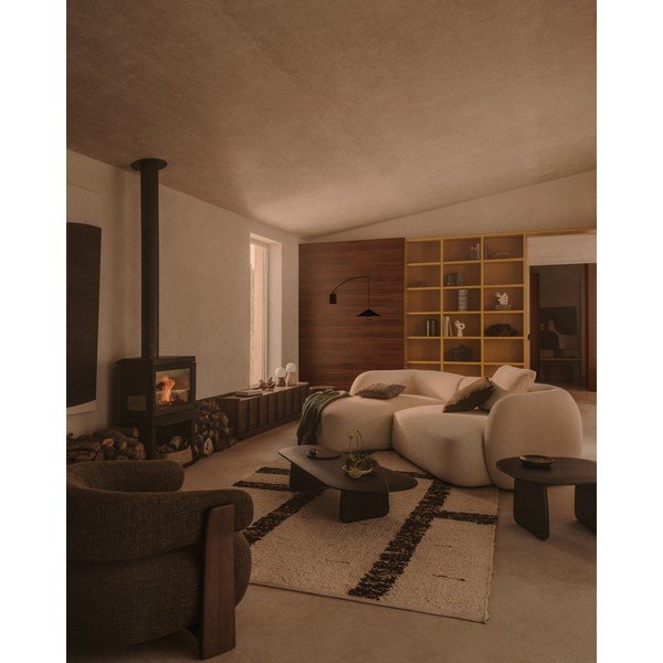 Krémový obojstranný vlnený koberec 160x230 cm Hadin – Kave Home-image-1