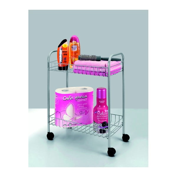 Pojazdný dvojposchodový regál Metaltex Greg, dĺžka 41 cm-image-3