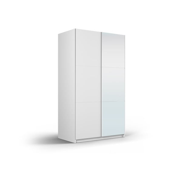 Biela šatníková skriňa so zrkadlom a s posuvnými dverami 122x215 cm Lisburn - Cosmopolitan Design-image-2