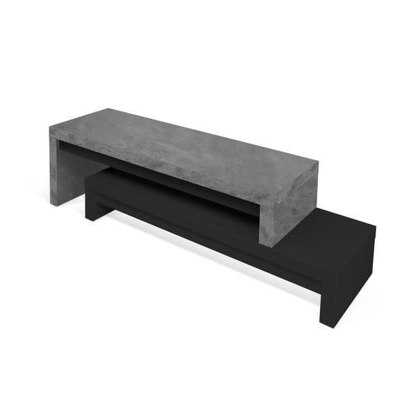 Dvojitý televízny stolík čierny s betónovým dekorom TemaHome Cliff, 125 × 40 cm-image-3