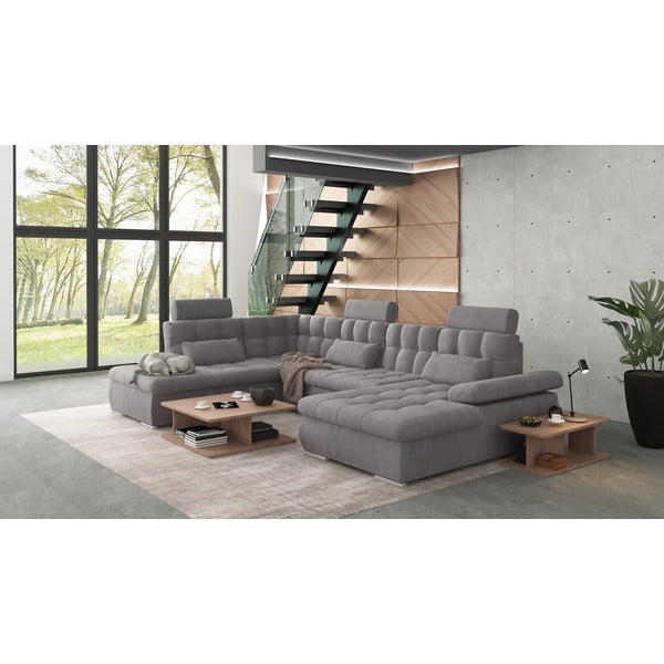 Sivá rozkladacia/s úložným priestorom rohová pohovka (ľavý roh/do "U") Merkur – Ropez-image-3