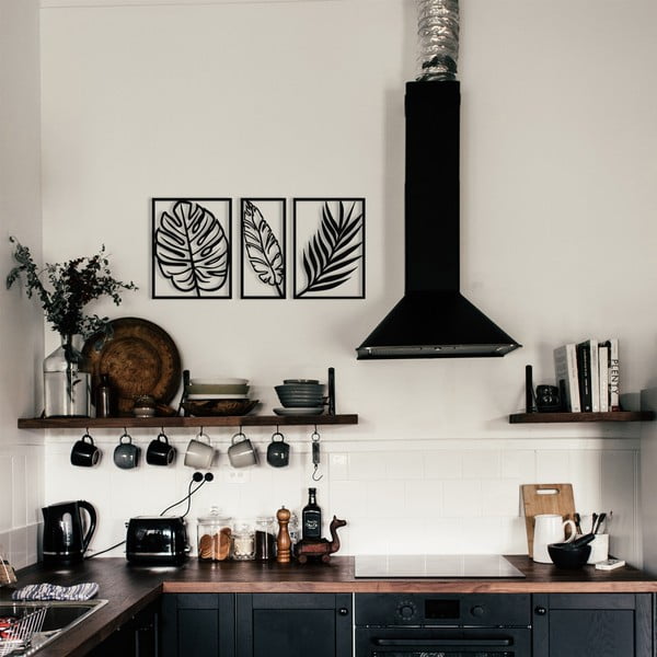 Kovová nástenná dekorácia 80x38 cm Leaf – Wallity-image-2