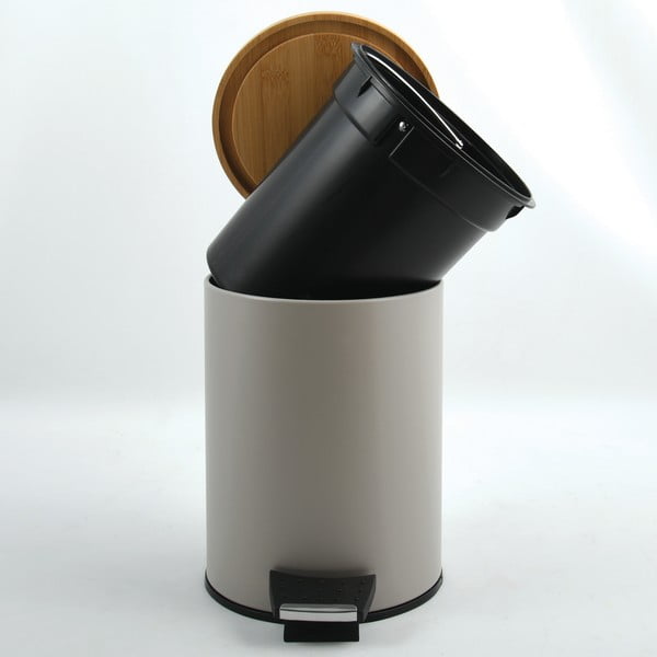Taupe nášľapný oceľový odpadkový kôš 5 l Adonis – Spirella-image-2
