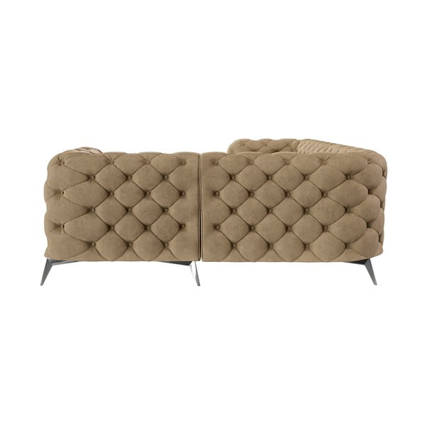 Svetlohnedá zamatová rohová pohovka (pravý roh/do L) Chelsea – Ropez-image-2